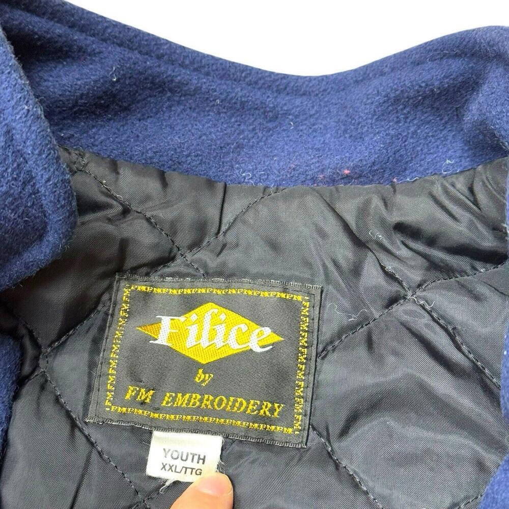 VTG 90s Mississauga Jets Varsity Jacket Wool Leather Trim Canada Made Youth XXL - Picture 7 of 10